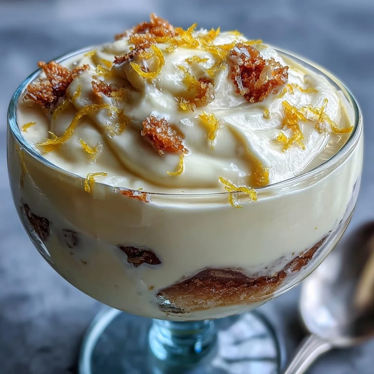 Frische Zitronenzesten und Minzblätter verzieren die cremigen Limoncello-Tiramisu-Tassen.