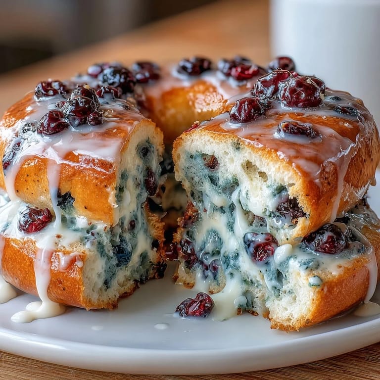 2. Selbstgemachte Blaubeer-Protein-Bagels mit zitronigem Guss - weich, knusprig außen und voller fruchtiger Blaubeeren für ein gesundes Frühstück.  