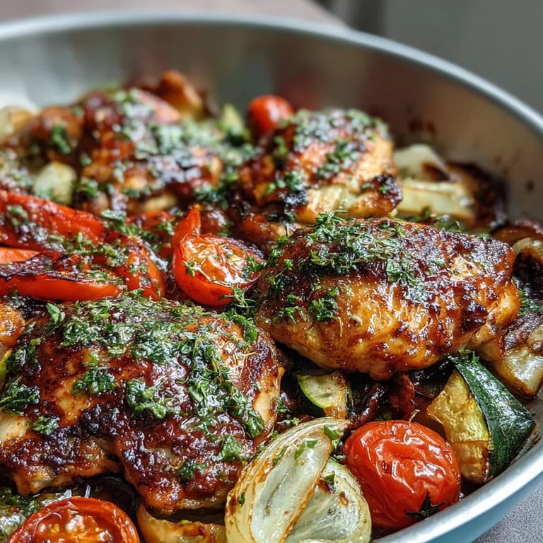 1. Gesundes Zitronen-Hähnchen mit Gemüse aus einer Pfanne – goldbraunes Hähnchen mit buntem Gemüse und frischem Zitronen-Duft.