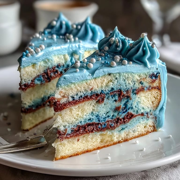 Verspielter Ozean-Geburtstagskuchen mit wirbelnder Galaxie-Buttercreme und essbarem Glitzer für einen magischen Pisces-Anlass.