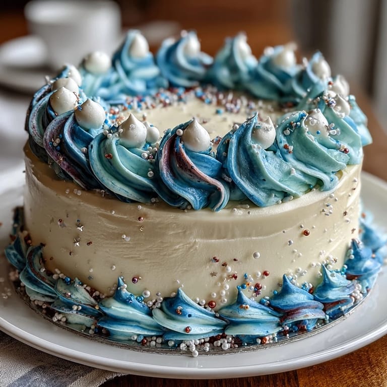 Ozean-inspirierter Pisces-Kuchen mit marmorierter Galaxie-Buttercreme, perfekt für einen fantasievollen Geburtstagsgenuss.