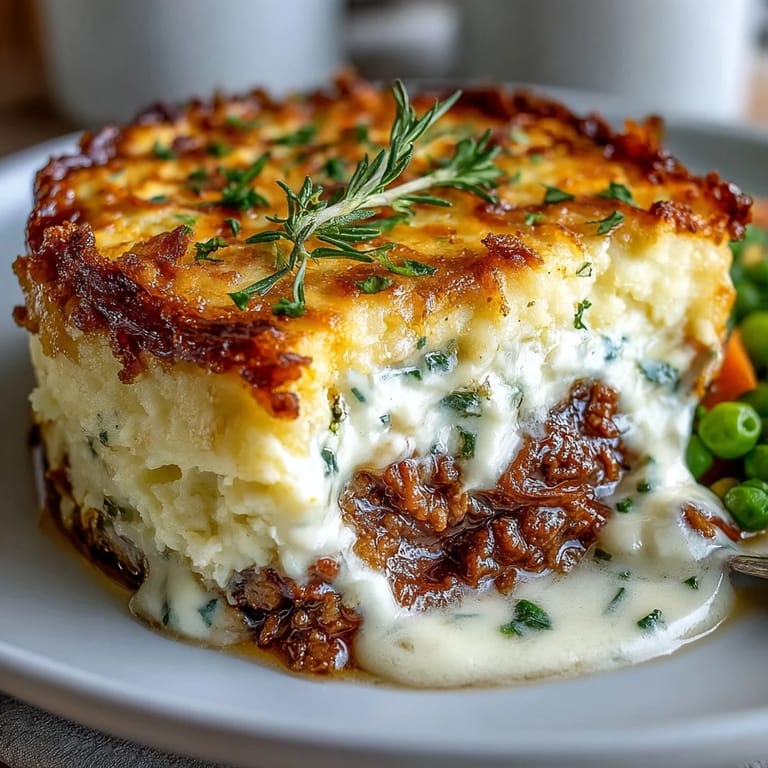 Saftiges Hackfleisch mit Karotten und Erbsen, bedeckt von luftigem Blumenkohl-Püree – ein moderner, kohlenhydratreduzierter Shepherds Pie.
