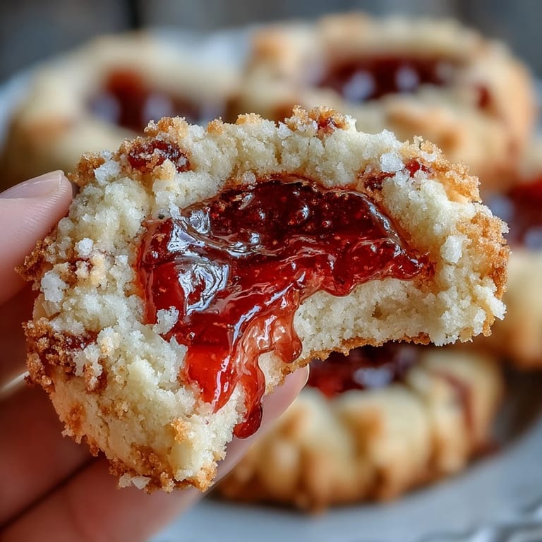 Zarte Clotted-Cream-Zuckerkekse mit einem glänzenden Erdbeermarmeladen-Herz, ein britisch inspirierter Genuss.