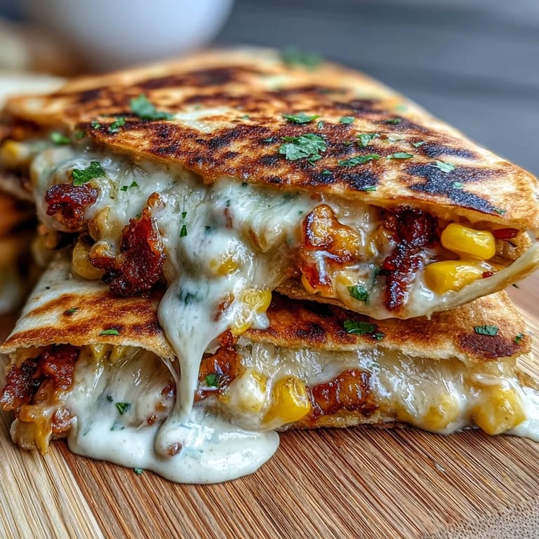 Goldbraune Tortillas mit mexikanischem Straßenmais, frischem Koriander und cremiger Chipotle-Sauce.