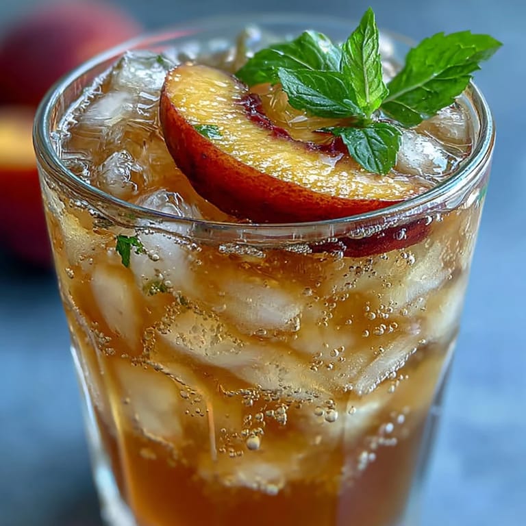 Köstliche Copycat-Kreation der Iced Peach Green Tea Lemonade, bereit zum Genießen.