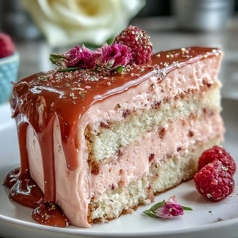 Rosé-Velvet-Kuchen mit elegantem Goldtropfen, perfekt für Hochzeitsfeiern