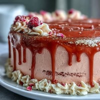 Rosé-Velvet-Kuchen mit Goldtropfen für eine festliche Hochzeitsfeier